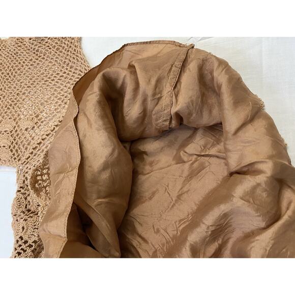 VTG 70s 80s Does 30s Handmade Crochet Peplum Sweater Top Flutter Sleeve Sz M - Picture 5 of 5